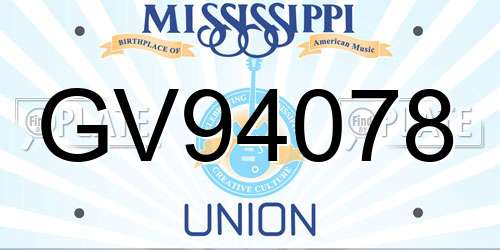 GV94078 Mississippi License Plate