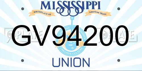 GV94200 Mississippi License Plate