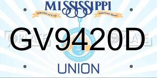GV9420D Mississippi License Plate