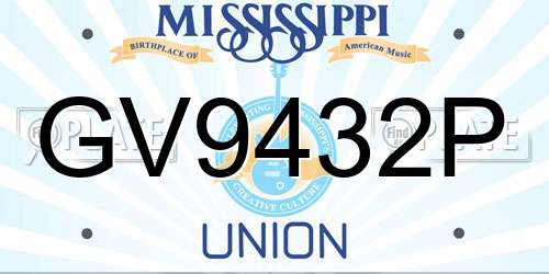 GV9432P Mississippi License Plate