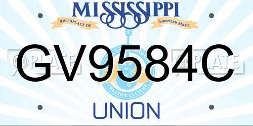 GV9584C Mississippi License Plate