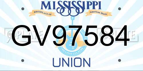 GV97584 Mississippi License Plate