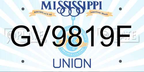 GV9819F Mississippi License Plate