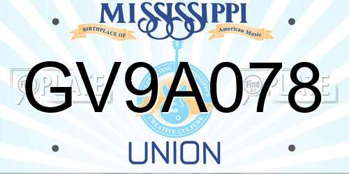 GV9A078 Mississippi License Plate