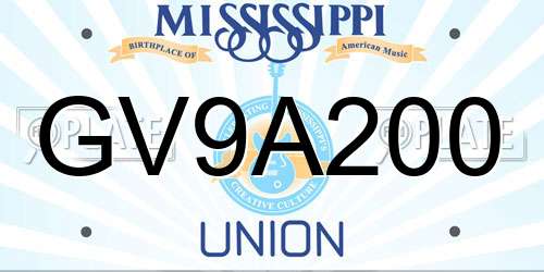 GV9A200 Mississippi License Plate