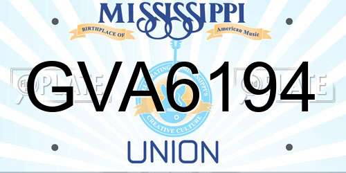 GVA6194 Mississippi License Plate