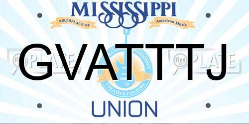GVATTTJ Mississippi License Plate