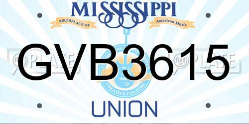 GVB3615 Mississippi License Plate
