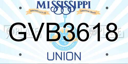 GVB3618 Mississippi License Plate