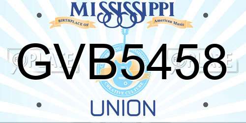 GVB5458 Mississippi License Plate