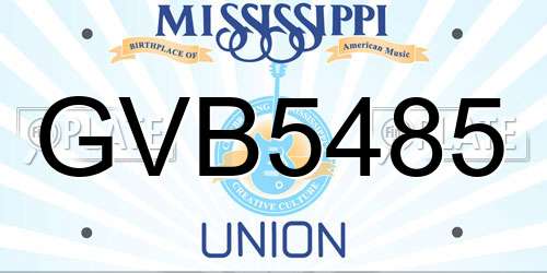 GVB5485 Mississippi License Plate