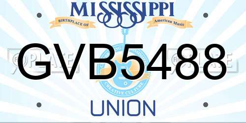 GVB5488 Mississippi License Plate