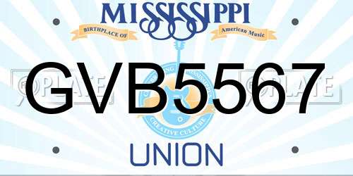 GVB5567 Mississippi License Plate