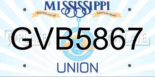 GVB5867 Mississippi License Plate