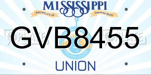 GVB8455 Mississippi License Plate