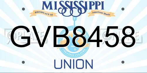 GVB8458 Mississippi License Plate