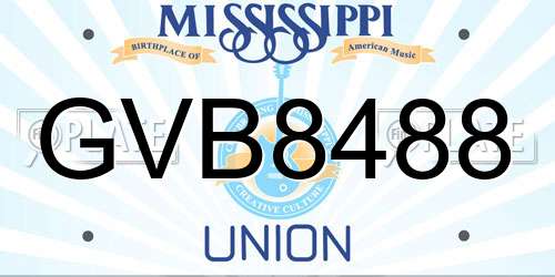 GVB8488 Mississippi License Plate