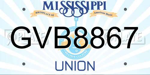 GVB8867 Mississippi License Plate