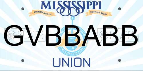 GVBBABB Mississippi License Plate