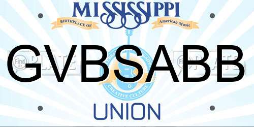 GVBSABB Mississippi License Plate