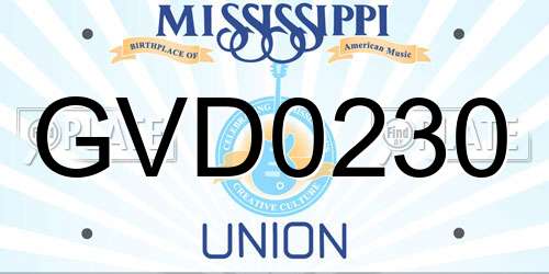 GVD0230 Mississippi License Plate