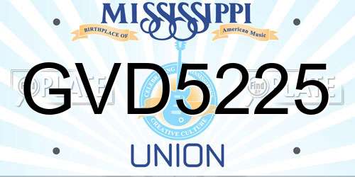 GVD5225 Mississippi License Plate