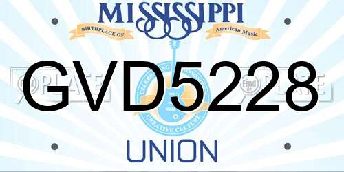 GVD5228 Mississippi License Plate