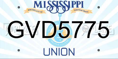 GVD5775 Mississippi License Plate