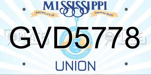 GVD5778 Mississippi License Plate