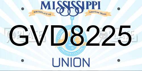 GVD8225 Mississippi License Plate