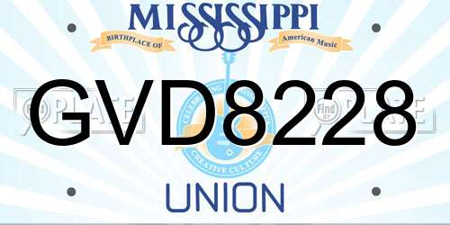 GVD8228 Mississippi License Plate