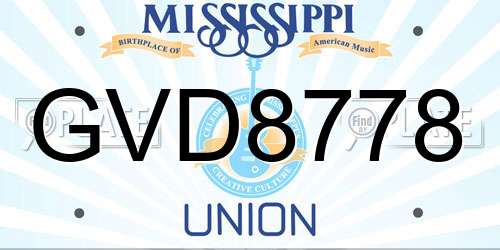 GVD8778 Mississippi License Plate