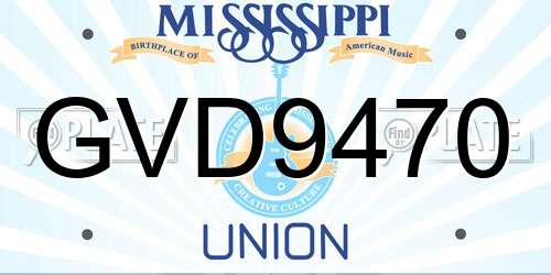 GVD9470 Mississippi License Plate