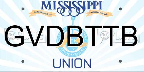 GVDBTTB Mississippi License Plate