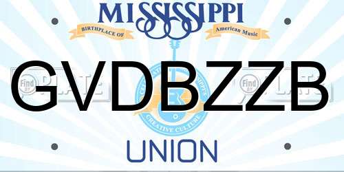 GVDBZZB Mississippi License Plate