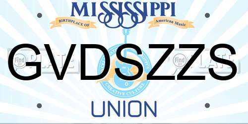 GVDSZZS Mississippi License Plate