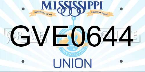GVE0644 Mississippi License Plate