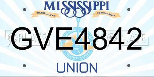 GVE4842 Mississippi License Plate