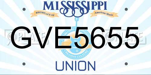 GVE5655 Mississippi License Plate