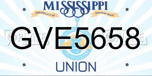 GVE5658 Mississippi License Plate