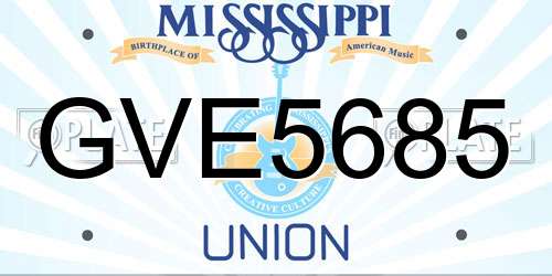 GVE5685 Mississippi License Plate