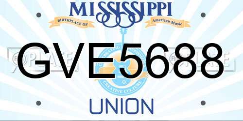 GVE5688 Mississippi License Plate