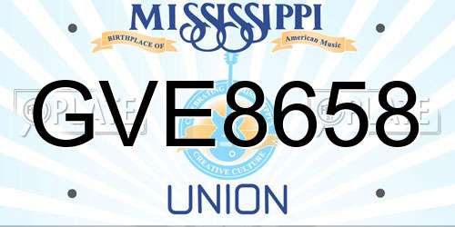 GVE8658 Mississippi License Plate