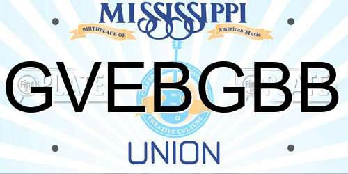 GVEBGBB Mississippi License Plate