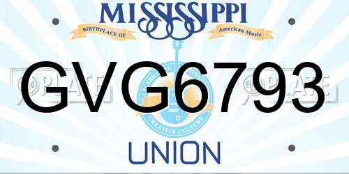 GVG6793 Mississippi License Plate