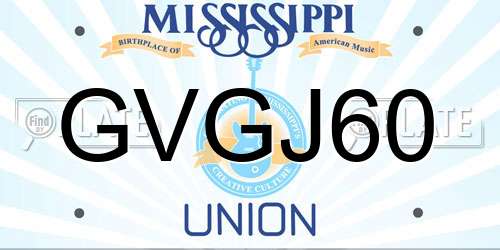 GVGJ60 Mississippi License Plate