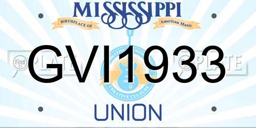 GVI1933 Mississippi License Plate