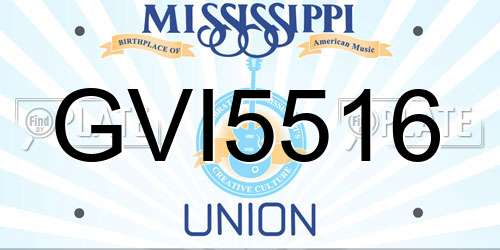 GVI5516 Mississippi License Plate