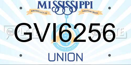 GVI6256 Mississippi License Plate