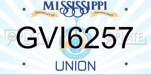GVI6257 Mississippi License Plate